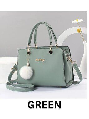 Women Casual PU Leather Small Size Square Bag Crossbody Fur Ball Pendant Handbag